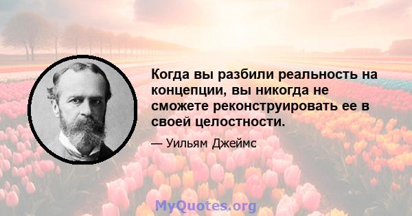 Когда вы разбили реальность на концепции, вы никогда не сможете реконструировать ее в своей целостности.