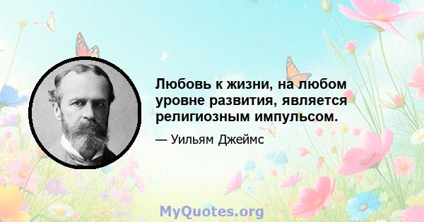 Любовь к жизни, на любом уровне развития, является религиозным импульсом.