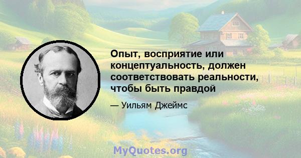 Опыт, восприятие или концептуальность, должен соответствовать реальности, чтобы быть правдой