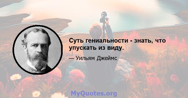 Суть гениальности - знать, что упускать из виду.