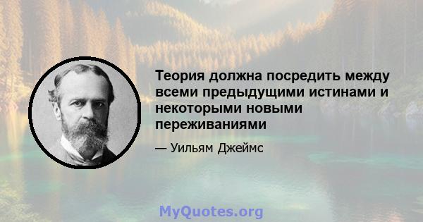 Теория должна посредить между всеми предыдущими истинами и некоторыми новыми переживаниями