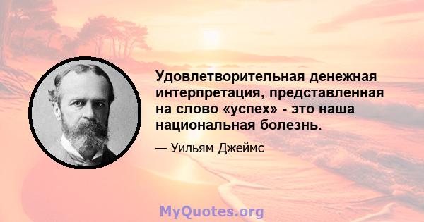 Удовлетворительная денежная интерпретация, представленная на слово «успех» - это наша национальная болезнь.