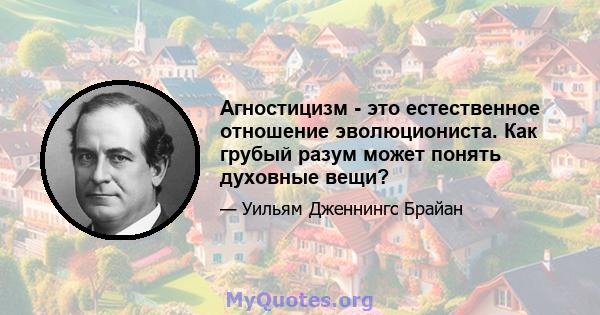 Агностицизм - это естественное отношение эволюциониста. Как грубый разум может понять духовные вещи?