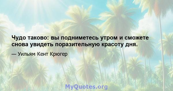 Чудо таково: вы подниметесь утром и сможете снова увидеть поразительную красоту дня.