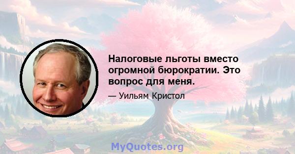 Налоговые льготы вместо огромной бюрократии. Это вопрос для меня.