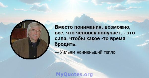 Вместо понимания, возможно, все, что человек получает, - это сила, чтобы какое -то время бродить.