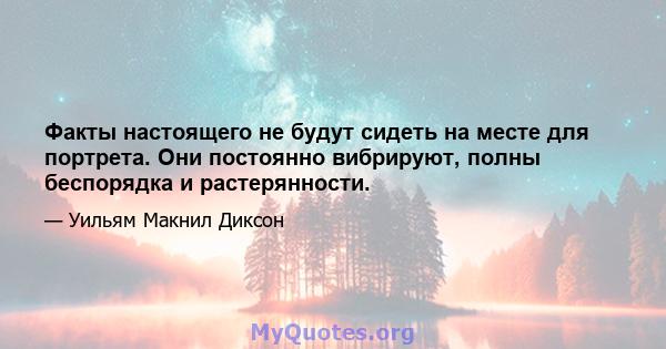 Факты настоящего не будут сидеть на месте для портрета. Они постоянно вибрируют, полны беспорядка и растерянности.