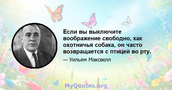 Если вы выключите воображение свободно, как охотничья собака, он часто возвращается с птицей во рту.