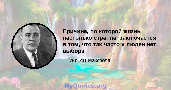 Причина, по которой жизнь настолько странна, заключается в том, что так часто у людей нет выбора.