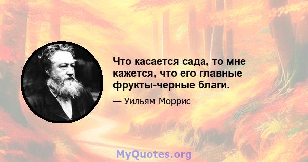 Что касается сада, то мне кажется, что его главные фрукты-черные благи.