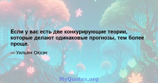 Если у вас есть две конкурирующие теории, которые делают одинаковые прогнозы, тем более проще.