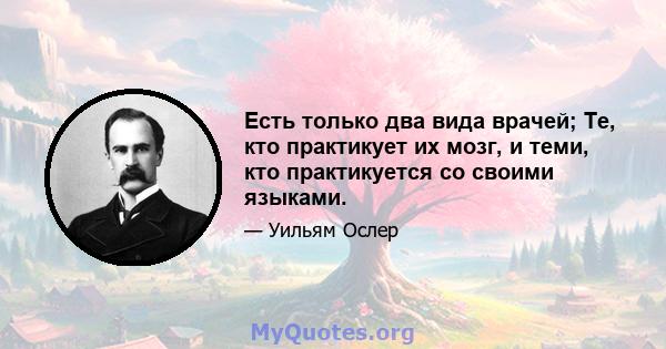 Есть только два вида врачей; Те, кто практикует их мозг, и теми, кто практикуется со своими языками.