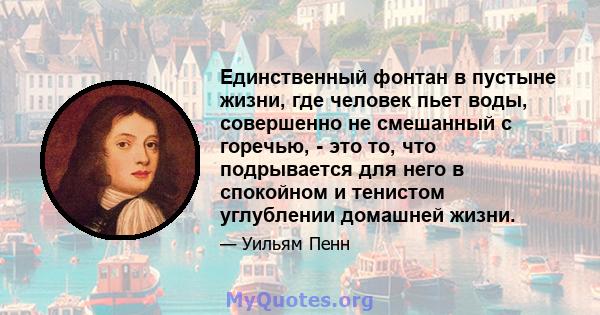 Единственный фонтан в пустыне жизни, где человек пьет воды, совершенно не смешанный с горечью, - это то, что подрывается для него в спокойном и тенистом углублении домашней жизни.