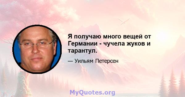 Я получаю много вещей от Германии - чучела жуков и тарантул.