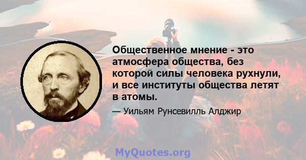 Общественное мнение - это атмосфера общества, без которой силы человека рухнули, и все институты общества летят в атомы.