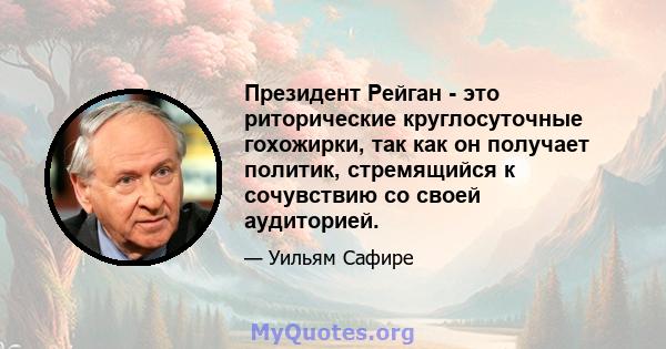 Президент Рейган - это риторические круглосуточные гохожирки, так как он получает политик, стремящийся к сочувствию со своей аудиторией.