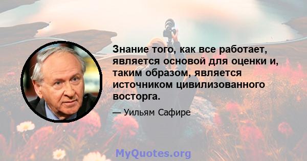 Знание того, как все работает, является основой для оценки и, таким образом, является источником цивилизованного восторга.