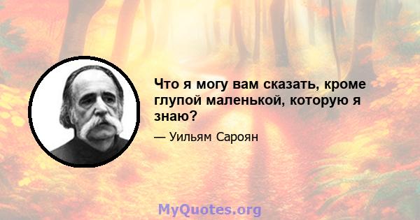 Что я могу вам сказать, кроме глупой маленькой, которую я знаю?