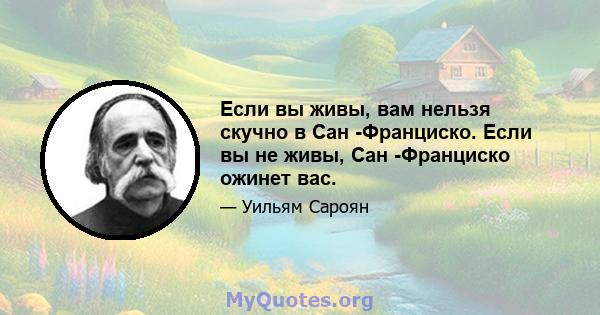 Если вы живы, вам нельзя скучно в Сан -Франциско. Если вы не живы, Сан -Франциско ожинет вас.