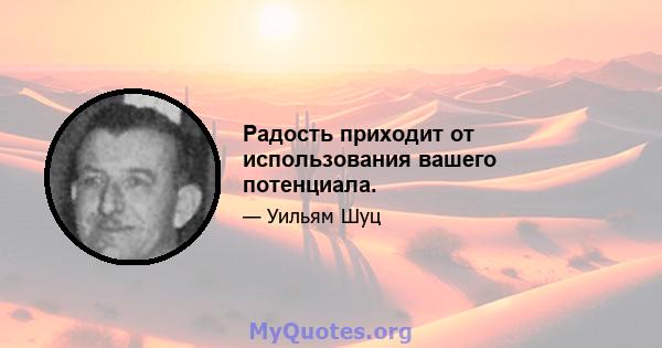 Радость приходит от использования вашего потенциала.