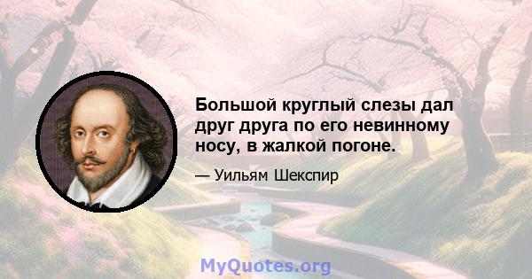 Большой круглый слезы дал друг друга по его невинному носу, в жалкой погоне.