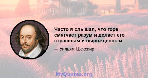 Часто я слышал, что горе смягчает разум и делает его страшным и вырожденным.