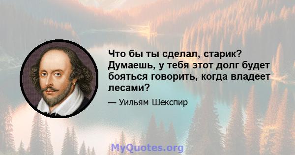 Что бы ты сделал, старик? Думаешь, у тебя этот долг будет бояться говорить, когда владеет лесами?