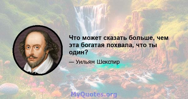 Что может сказать больше, чем эта богатая похвала, что ты один?