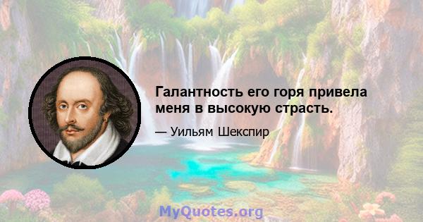 Галантность его горя привела меня в высокую страсть.