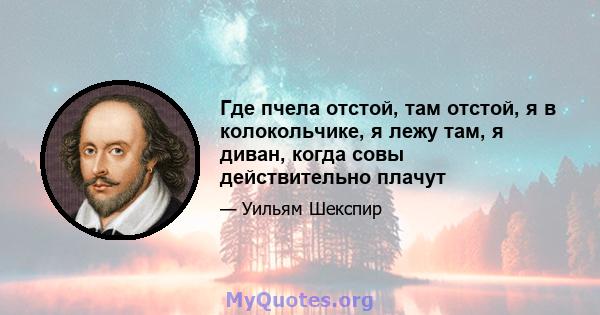 Где пчела отстой, там отстой, я в колокольчике, я лежу там, я диван, когда совы действительно плачут