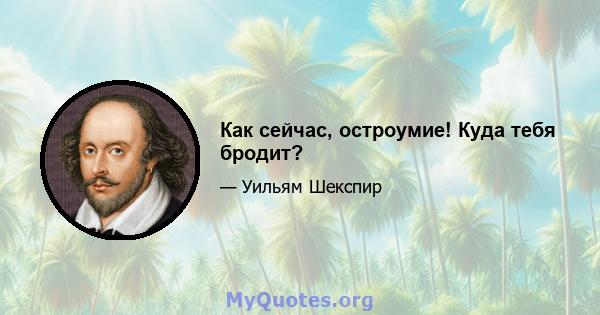 Как сейчас, остроумие! Куда тебя бродит?