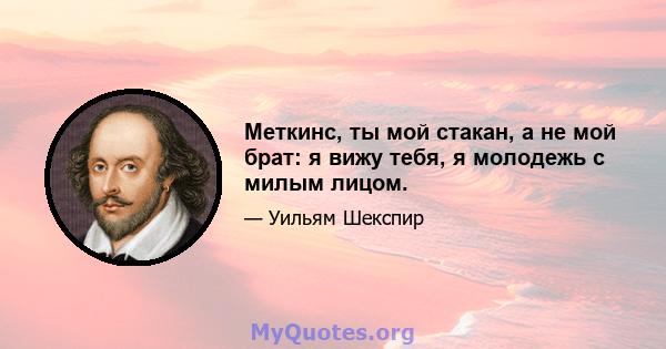 Меткинс, ты мой стакан, а не мой брат: я вижу тебя, я молодежь с милым лицом.