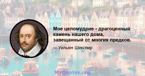 Мое целомудрие - драгоценный камень нашего дома, завещанный от многих предков.