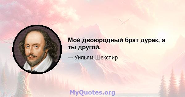 Мой двоюродный брат дурак, а ты другой.