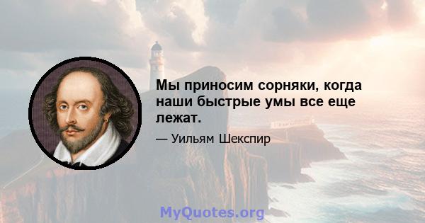 Мы приносим сорняки, когда наши быстрые умы все еще лежат.