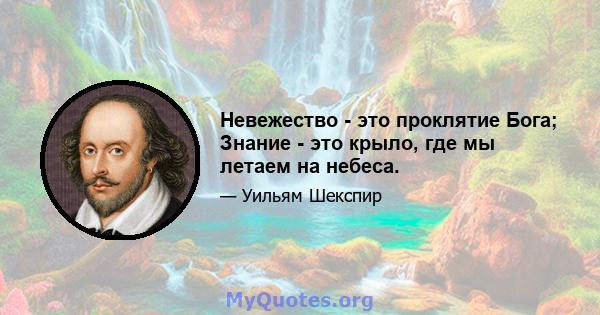 Невежество - это проклятие Бога; Знание - это крыло, где мы летаем на небеса.