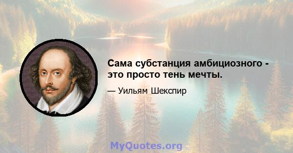 Сама субстанция амбициозного - это просто тень мечты.