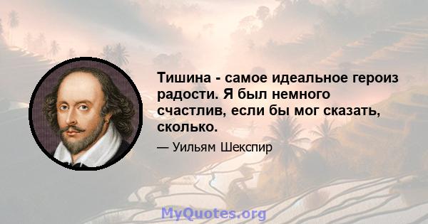 Тишина - самое идеальное героиз радости. Я был немного счастлив, если бы мог сказать, сколько.