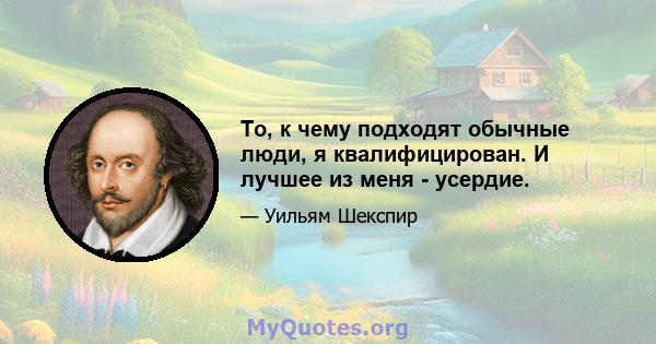 То, к чему подходят обычные люди, я квалифицирован. И лучшее из меня - усердие.