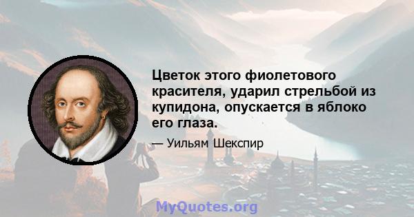 Цветок этого фиолетового красителя, ударил стрельбой из купидона, опускается в яблоко его глаза.