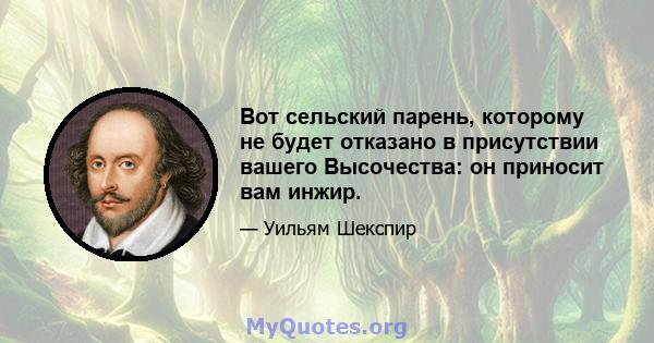 Вот сельский парень, которому не будет отказано в присутствии вашего Высочества: он приносит вам инжир.