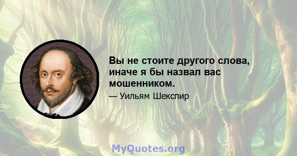 Вы не стоите другого слова, иначе я бы назвал вас мошенником.