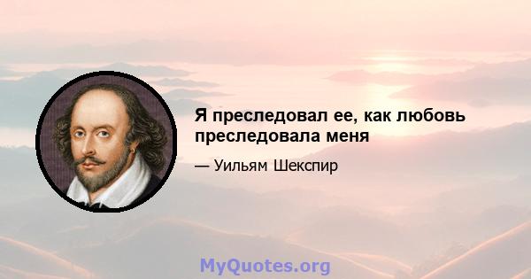 Я преследовал ее, как любовь преследовала меня