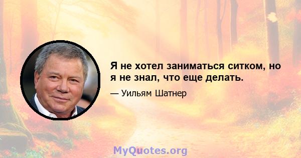 Я не хотел заниматься ситком, но я не знал, что еще делать.