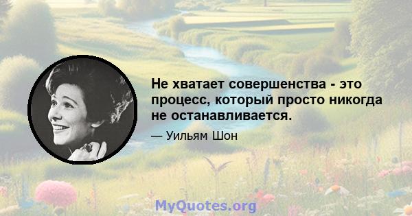 Не хватает совершенства - это процесс, который просто никогда не останавливается.