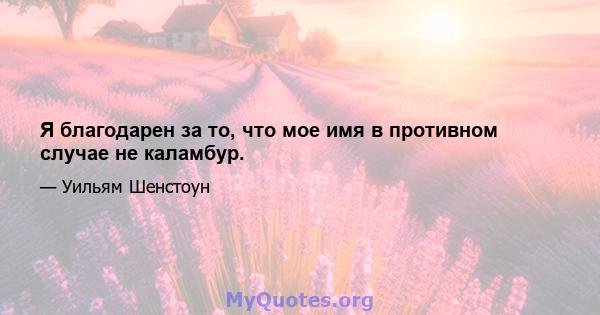 Я благодарен за то, что мое имя в противном случае не каламбур.