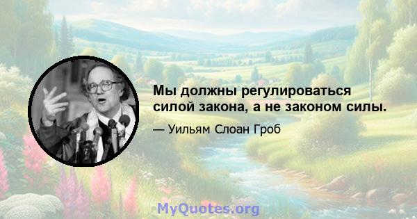 Мы должны регулироваться силой закона, а не законом силы.