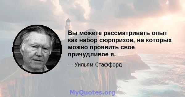 Вы можете рассматривать опыт как набор сюрпризов, на которых можно проявить свое причудливое я.