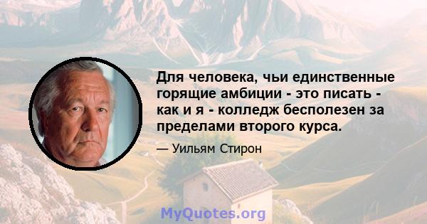 Для человека, чьи единственные горящие амбиции - это писать - как и я - колледж бесполезен за пределами второго курса.