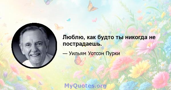 Люблю, как будто ты никогда не пострадаешь.